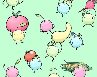 Stardew Valley Summer Junimos Green Seamless Pattern Download for Cozy Gamers