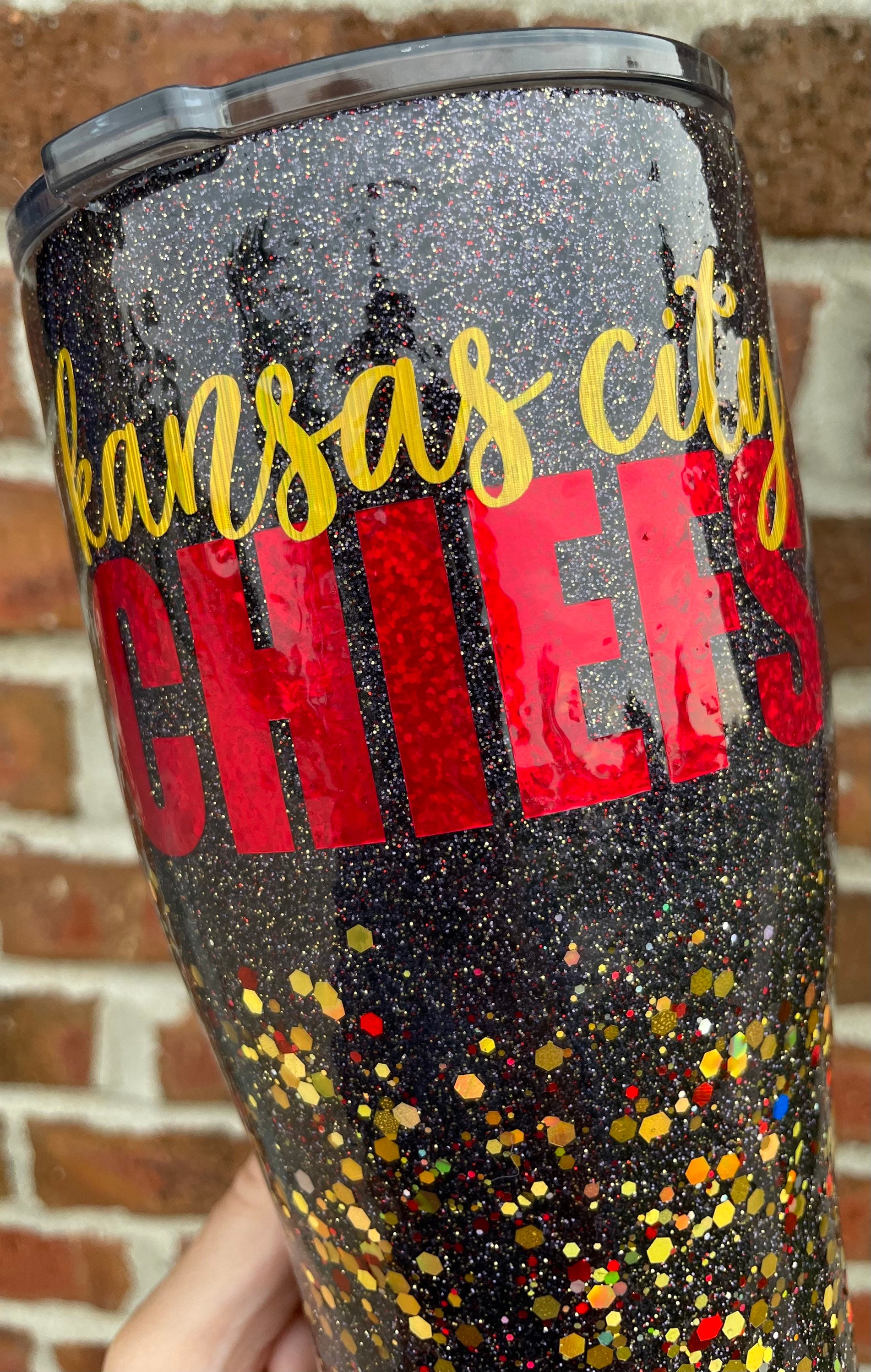 KC Chiefs Glitter Ombré Tumbler  Glitter tumbler cups, Tumbler