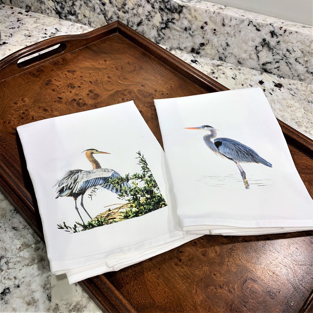 Great Blue Heron, Kitchen Towels, Coastal 2 Pk Etsy