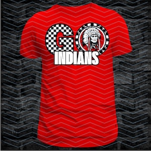 Go Indians, checkered, digital download,  GAME DAY, red / black spirit wear