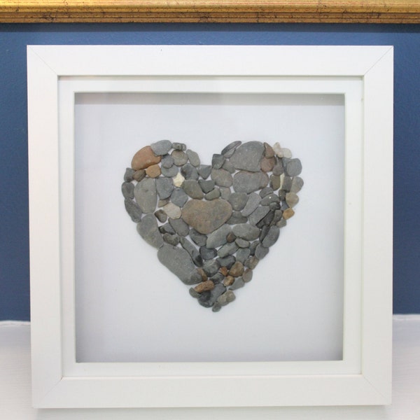 Pebble Art hearts Framed Handmade picture