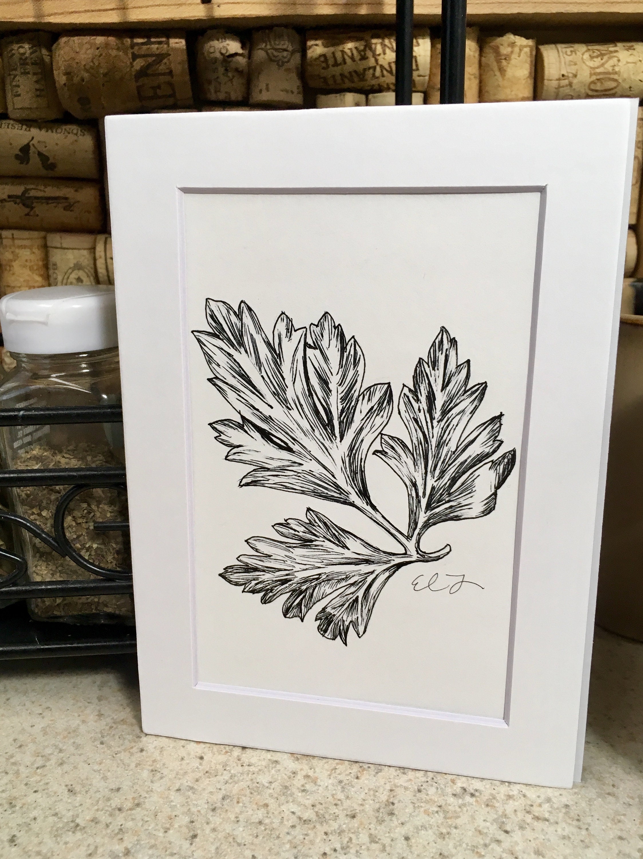 SET OF 5 Herb Pen & Ink Black and White Botanical Etsy