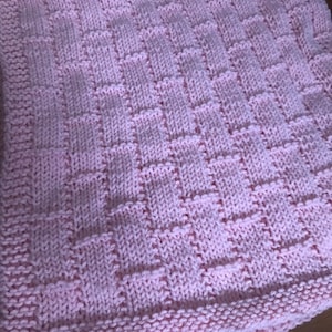 Pink Subway Tile Knit Baby Blanket