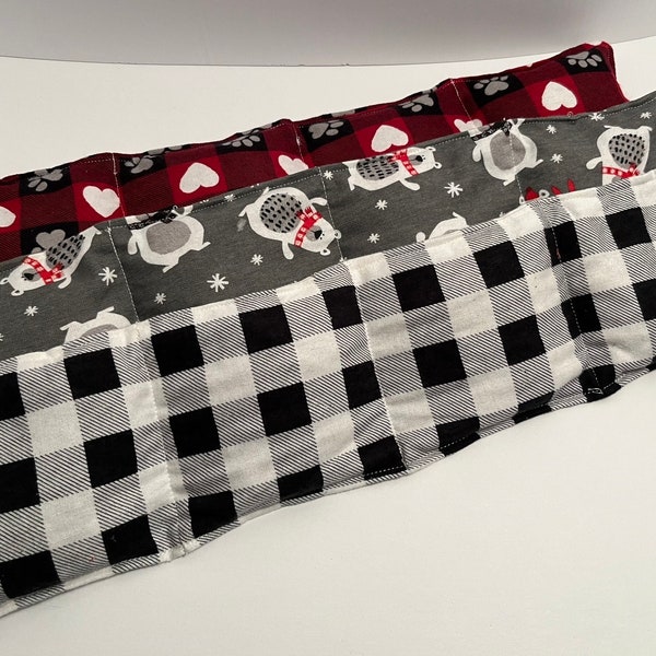 Cherry Pit Filled Flannel Hot and Cold Packs in Patterned Flannel (Bees, Cats, Bears, Birds, Deer, Paws, Moon and Stars, and Buffalo Plaid)