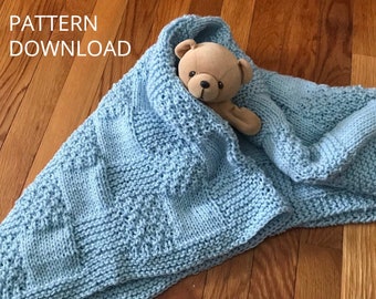 Swaddling Squares Knit Baby Blanket Pattern PDF Download