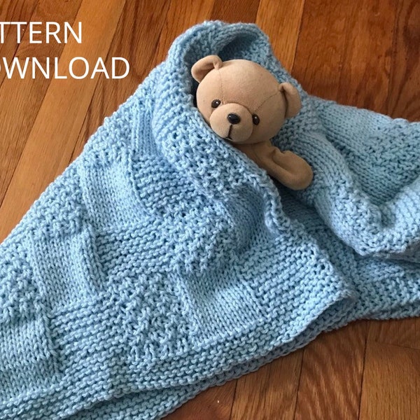 Swaddling Squares Knit Baby Blanket Pattern PDF Download