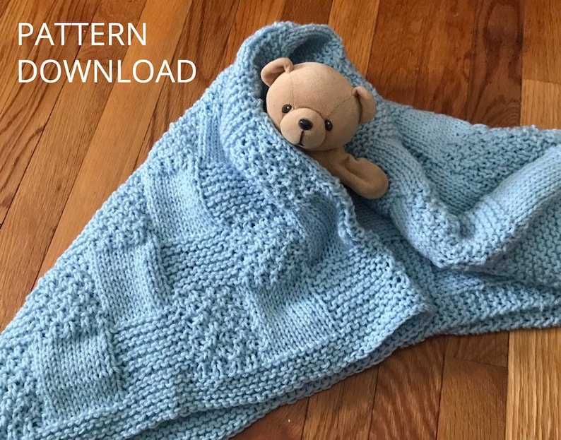 Swaddling Squares Knit Baby Blanket Pattern PDF Download