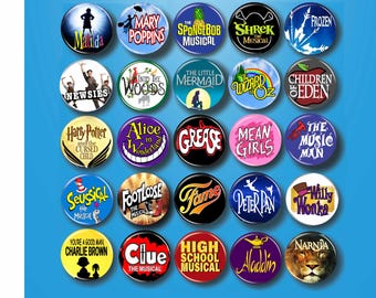 Fan Art: Broadway Musical Show Buttons Theatre Gifts Pins (More shows available in Shop)