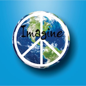 Imagine Peace Pin: World Peace Button, Backpack Accessory