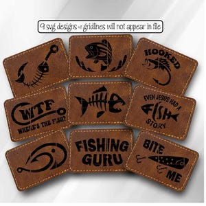 Leather Patch SVG Fishing Hat Laser Cut File Engrave Glowforge Cricut Design Outdoor Gift