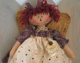 Rag Doll Pattern PDF, Primitive Angel Sewing, Folk Art Design