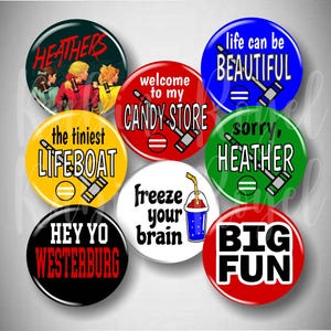 Fan Art: Heathers Musical Pins Broadway Theatre Pinback Buttons Gift, Set of 8