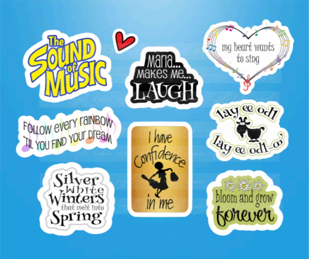 Music Sound // Musical Stickers, Die Cut Set of 8, Broadway Gifts