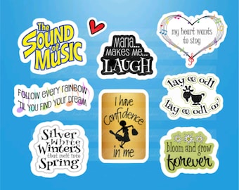 Music Sound // Musical Stickers, Die Cut Set of 8, Broadway Gifts, Musical Theatre, Gifts, Merchandise, Scrapbooking Stickers