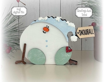 Snowman Shelf Sitter SVG, Christmas Laser File, Winter Gift Decor