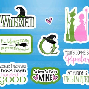 Defying Gravity // Musical Stickers, Die Cut Set of 8, Broadway Gifts, Musical Theatre, Scrapbook Stickers