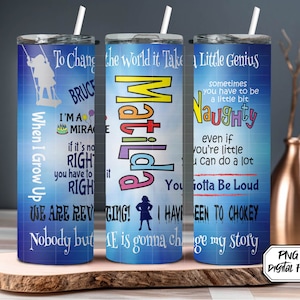 Matilda Tumbler Wrap, 20 oz Skinny Tumbler, Broadway Tumbler, Broadway Gift, Tumbler Design, Drama, Musical Theatre, Matilda PNG