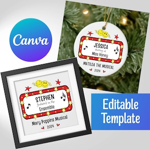 Broadway, Marquee Canva Template, Broadway Poster, Theatre Ornament, Gift, Musical Theatre, Performer, Cast Gifts