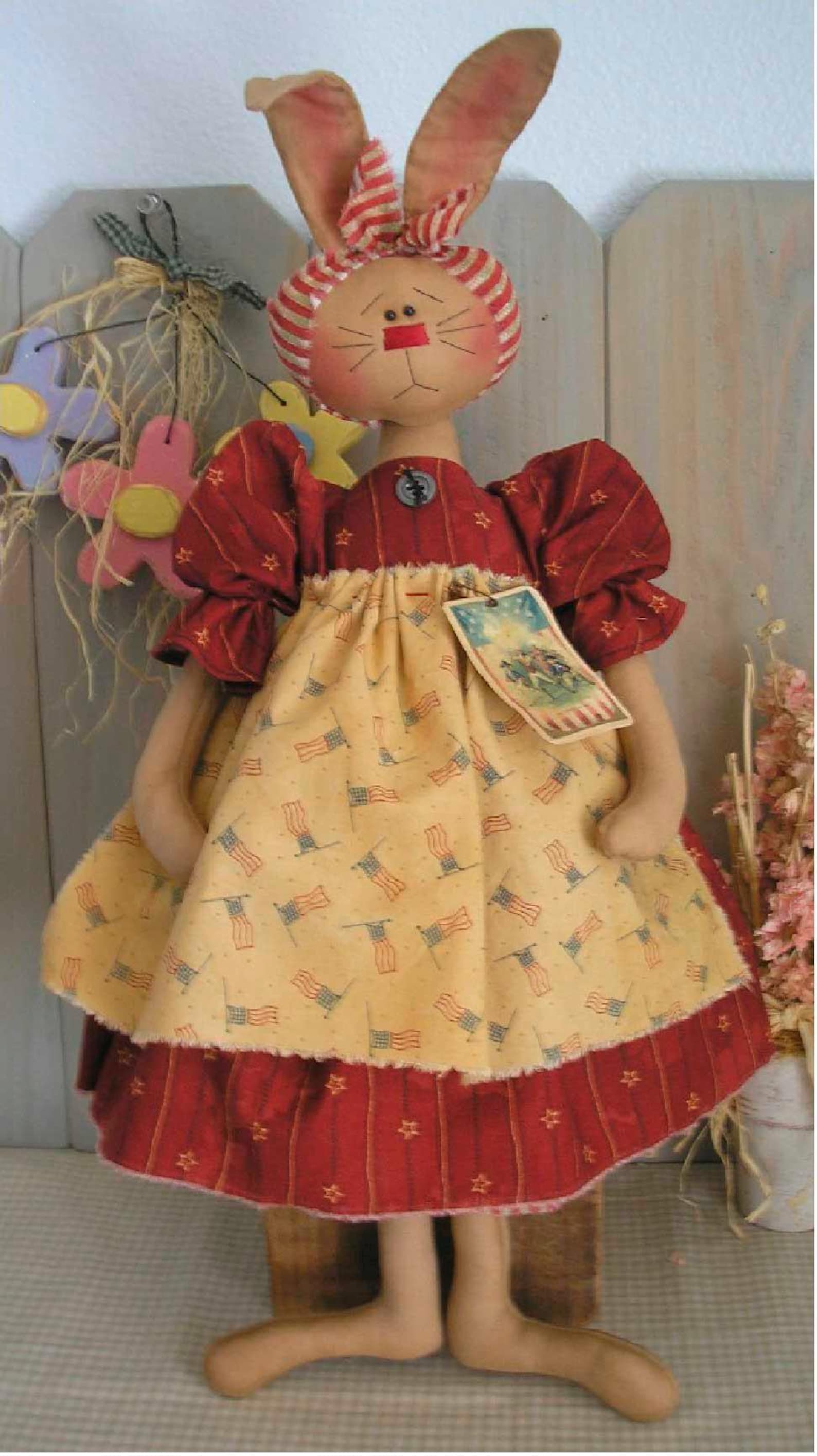 Primitive Rag Doll Pattern, Folk Art Rabbit PDF, Raggedy Bunny Sewing ...