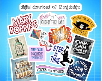 Fan Art: Mary Poppins Aufkleber PNG Broadway Musical Theater Cupcake Toppers Prop Cast Geschenk