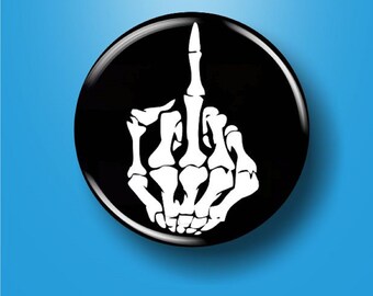 Skeleton Middle Finger Pin, Bone Hand Button, Backpack Hat Accessory