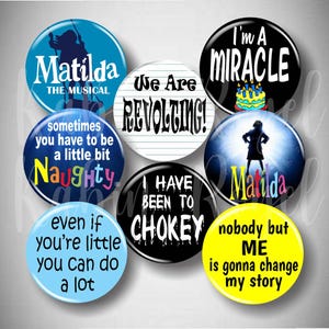 Matilda the Musical Pins Fan Art Broadway Theatre Pinback Buttons Cast Gift