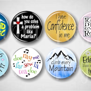 Sound Music Musical Pinback Buttons: Broadway Theatre Pin, Gifts, Set of 8