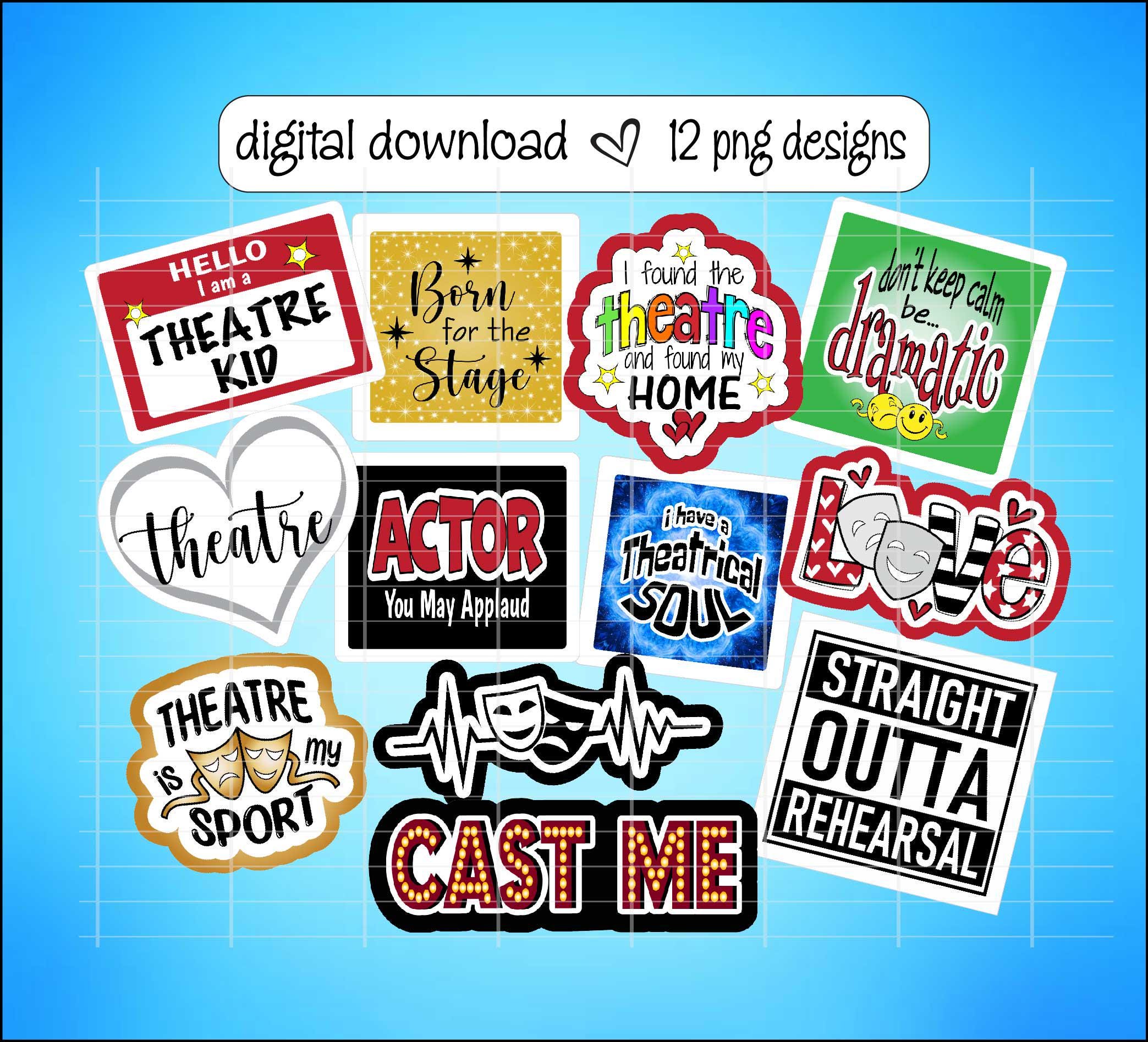 Theatre Kid PNG Gift Stickers Cupcake Toppers Photo Prop Poster Drama ...