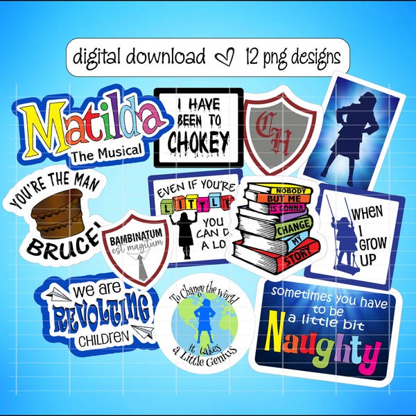 Broadway Inspired PNG Sticker Set, Musical Theatre Clipart, Printable Gift Bundle