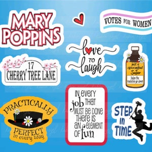 Practically Perfect // Musical Stickers, Die Cut Set of 8, Broadway Gifts, Musical Theatre, Scrapbook Stickers