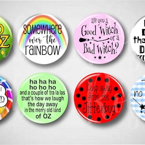 Wizard // Musical Pins, Buttons, 1.25&quot; Set of 8 Pinbacks, Broadway Pins, Broadway Gifts, Musical Theatre
