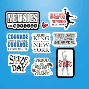 News Boys // Musical Stickers, Die Cut Set of 8, Broadway Gifts, Musical Theatre, Gifts, Seize the day, Merchandise, Scrapbook Stickers