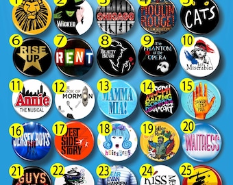 Broadway-Inspired Theatre Pins Musical Buttons Performers Fans Gift Kids (more options in shop)