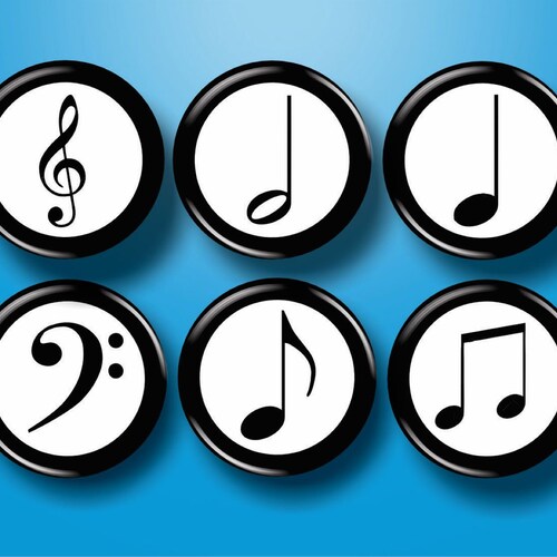 Music Notes Buttons Pins 1.25 Set of 6 Pinbacks Musical - Etsy