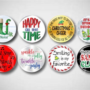 Elf Jr // Pins, Buttons, 1.25&quot; Pinbacks, Set of 8, Musical Theatre, Broadway Musicals, Broadway Pins, Gifts, Christmas