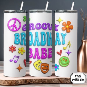 Broadway Tumbler PNG, 20 oz Skinny Tumbler Sublimation, Theatre Life, Broadway Gift, Tumbler Design, Drama, Musical Theatre, Theatre PNG