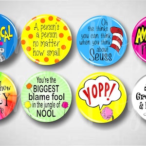 Dr. Seuss Musical Pins: Broadway Theatre Pinback Buttons, Jungle of Nool, Set of 8