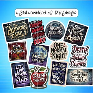 Addams Family PNG, Aufkleber, Musical, Cupcake-Topper, Photo Booth Requisiten, Wandkunst, Broadway-Musicals, Musiktheater, Geschenke, Ornamente