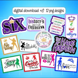 Six Musical, Queens, PNG, The Musical, Stickers, Cupcake Toppers, Photo Booth Props, Kunst aan de muur, Broadway-musicals, Muziektheater, Geschenken