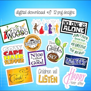 Into The Woods-musical, png, stickers, cupcaketoppers, fotohokje rekwisieten, kunst aan de muur, Broadway-musicals, muziektheater, geschenken, ornamenten