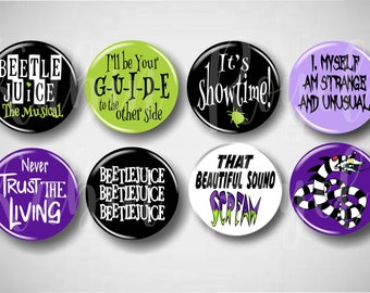 Showtime // Musical Inspired Pin, Buttons, 1.25" Set of 8 Pinbacks, Musical Theatre, Broadway Gifts, Shirt Hat Backpack Accessories