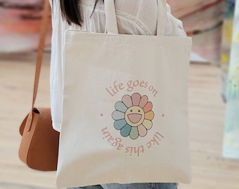Hobicore Life Goes on Tote Bag, BlumenTasche