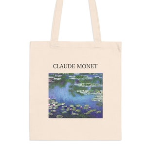 Tribute to claude Monet tote bag, Cotton Tote Bag, Organic Cotton, Art Tote Bag, Trendy Bag, Artsy Tote Bag