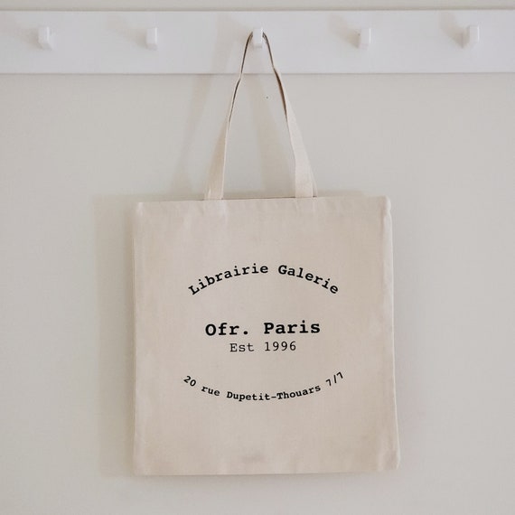 0fr Paris Bookstore Vintage Canvas Tote Bag Organic Cotton 