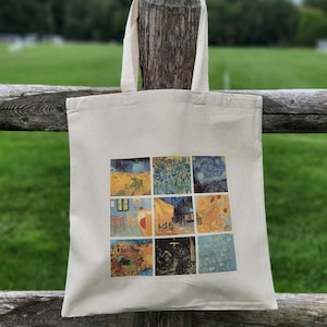 Vincent Van Gogh Painting Tote Bag, Artsy Tote Bag, Lightweight Tote Bag, Summer Essential Vintage Art Print, Starry Night, Artwork Painting
