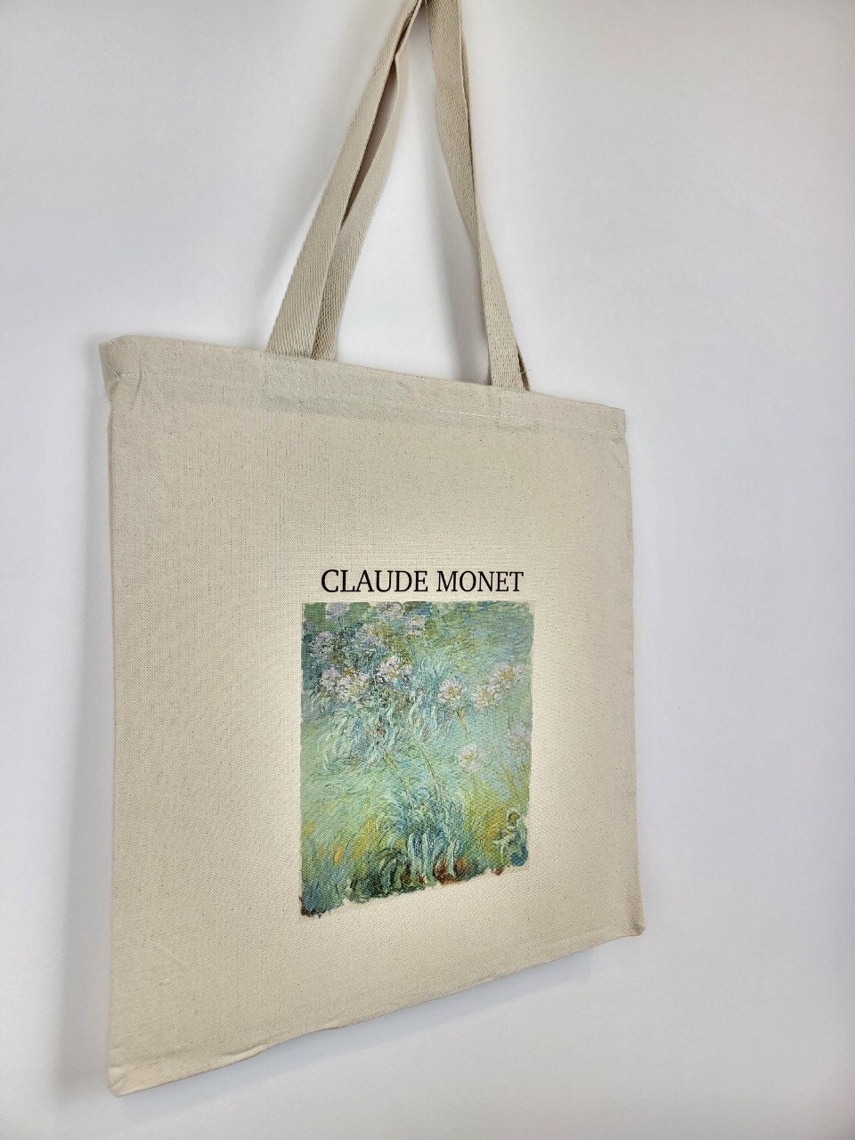 Monet Sunf Tote Bag - Natural Canvas Reusable Shopping Bag, CafePress Design - View #8