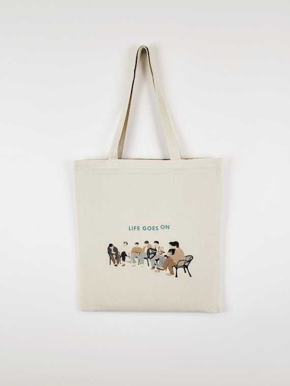BTS Tote Bag, Life Goes On, BTS Army Tote Bag, K-pop, Jin, Suga, J-hope,  RM, Jimin, V, Jungkook, Kpop, Illustration - Etsy