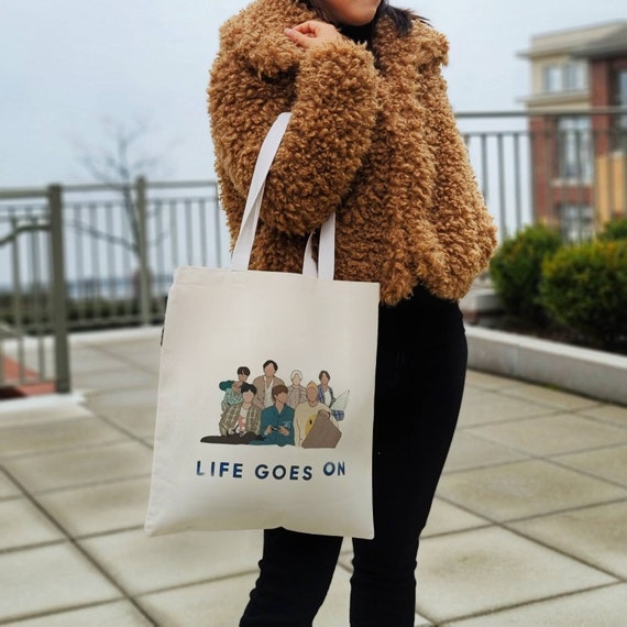 BTS Tote Bag Life Goes On BTS Army Tote Bag K-pop Jin 