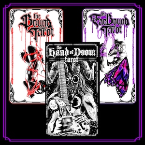 Tutti e tre i miei mazzi di tarocchi! Bound, FaeBound e Hand of Doom mazzi di tarocchi Shibari demone fata heavy metal goth dark fantasy disegnato a mano
