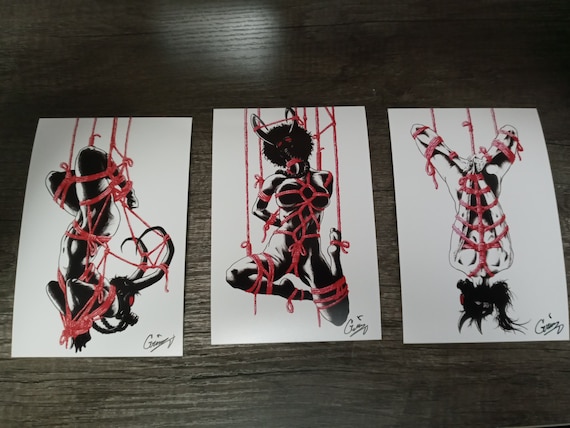 Kinbaku Demon Kinbaku three pack of prints original comic style art print shibari  rope bondage bdsm fetish kink goth girl - Etsy 日本